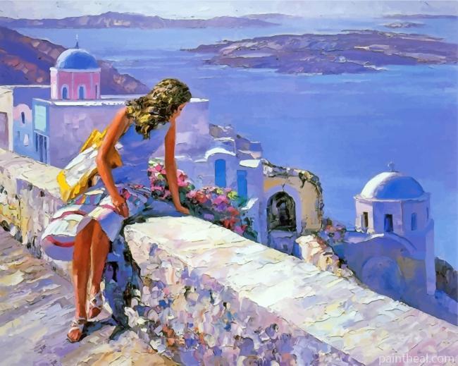 Girl In Greece Painting By Numbers Kits