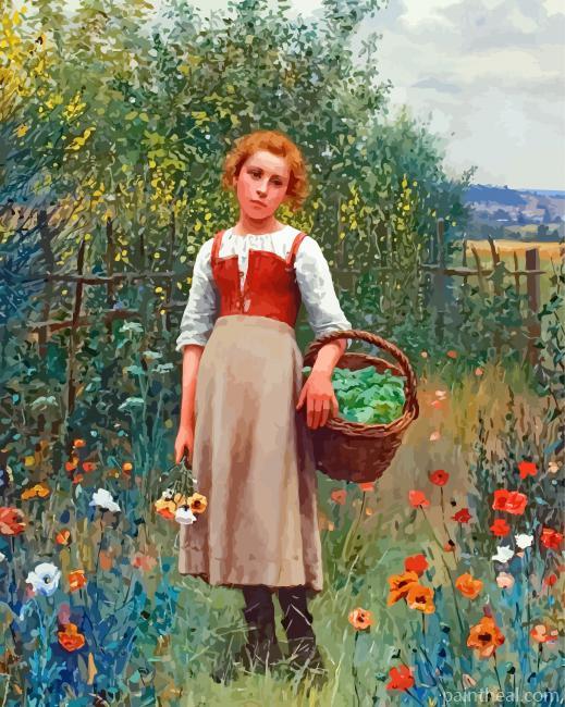 Girl In Garden Painting By Numbers Kits
