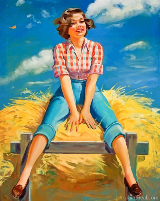 Retro Harvest Girl Painting By Numbers Kits