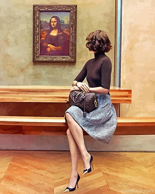 Girl Looking At Mona Lisa Painting By Numbers Kits