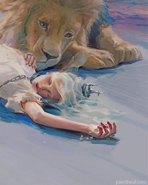 Girl And Lion Painting By Numbers Kits