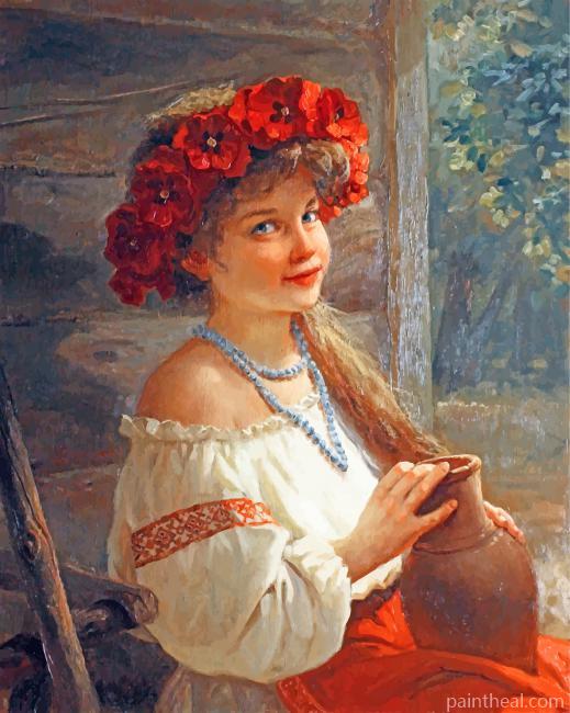 Girl With Flowers Crown Painting By Numbers Kits