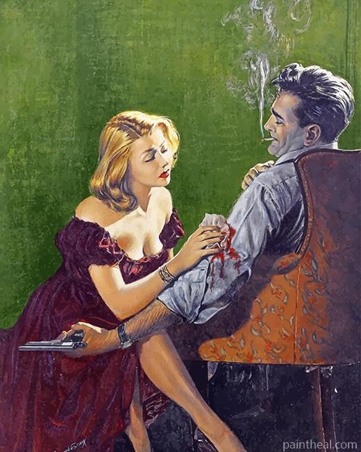 Woman Bandaging A Guys Wound NEW Painting By Numbers Kits