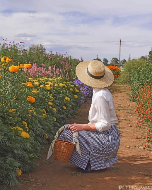 Woman With Hat In Farm Painting By Numbers Kits