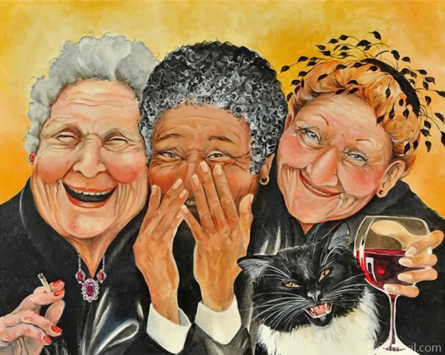 Old Women Laughing Painting By Numbers Kits