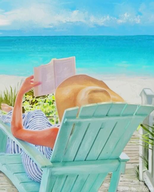 Woman Enjoying The Summer While Reading A Book NEW Painting By Numbers Kits