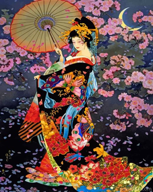 Japanese Classic Woman Painting By Numbers Kits