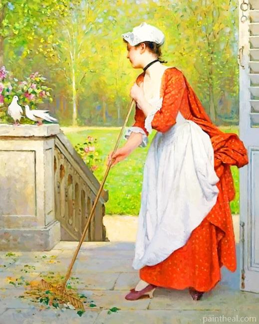 Joseph Caraud Cleaning Woman NEW Painting By Numbers Kits
