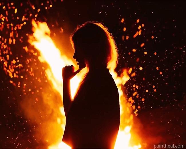 Girl Fire Silhouette NEW Painting By Numbers Kits