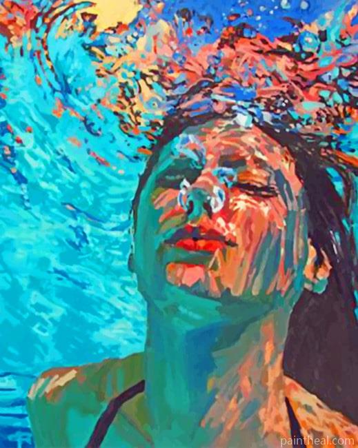 Girl Underwater Women Painting By Numbers Kits