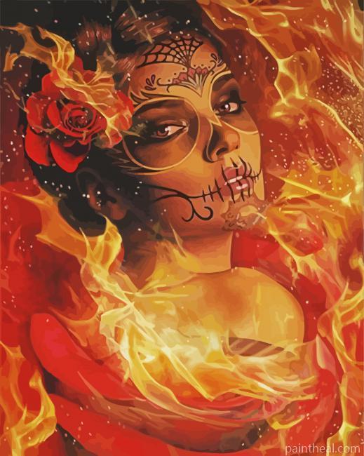 Woman Burning Sugar Skull Painting By Numbers Kits
