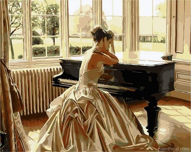 Sad Woman And Piano Paint by numbers Painting By Numbers Kits