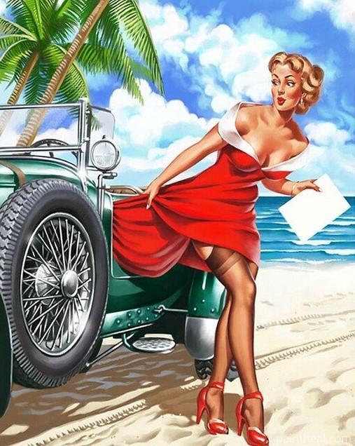 Girl With a Short Red Dress People Painting By Numbers Kits