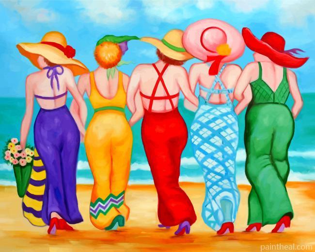 Girls On The Beach Painting By Numbers Kits