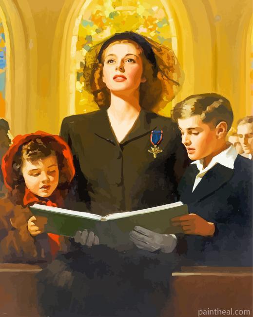 Family In The Church Painting By Numbers Kits