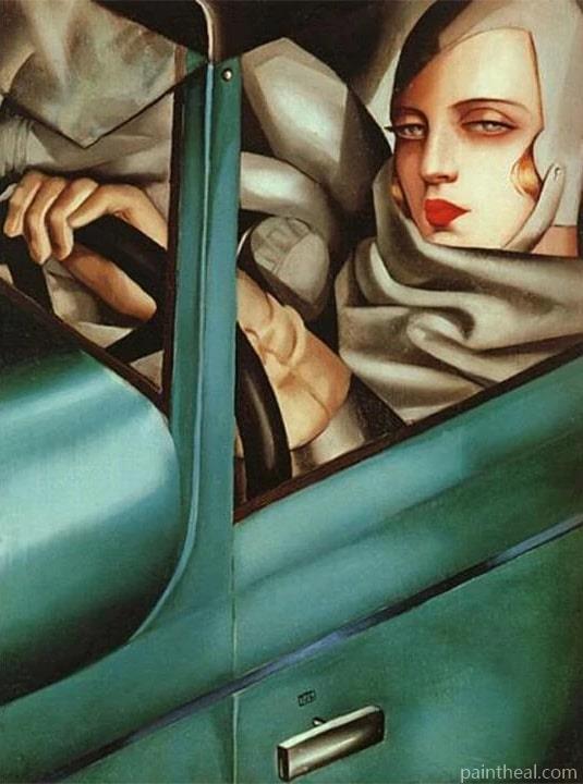 Tamara In a Green Bugatti People Painting By Numbers Kits
