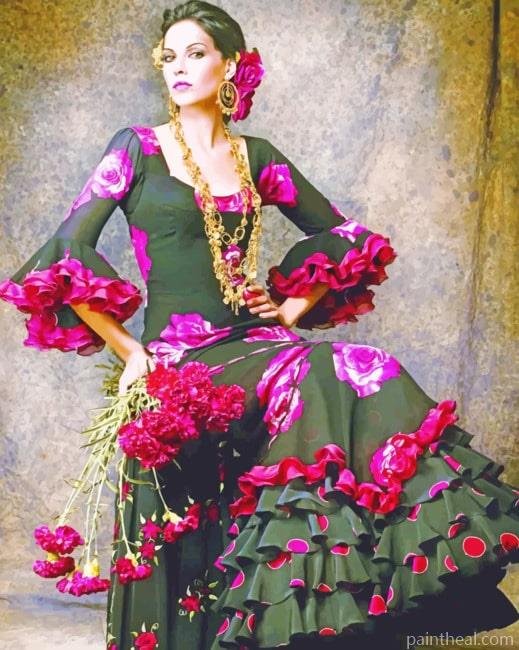 Spanish Lady Wearing Gypsy Dress NEW Painting By Numbers Kits