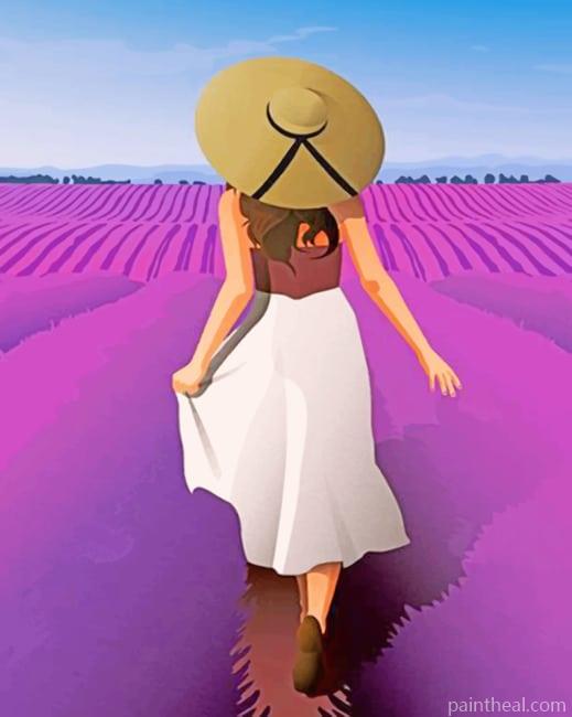 Girl Enjoying The Spring In A Field Of Lavender Women Painting By Numbers Kits