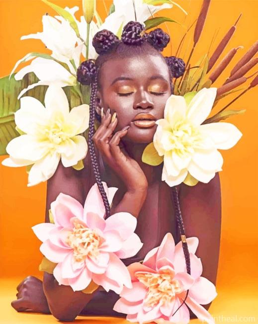Black Woman Flowers NEW Painting By Numbers Kits