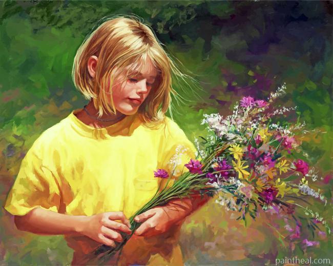 Girl With Flowers Painting By Numbers Kits