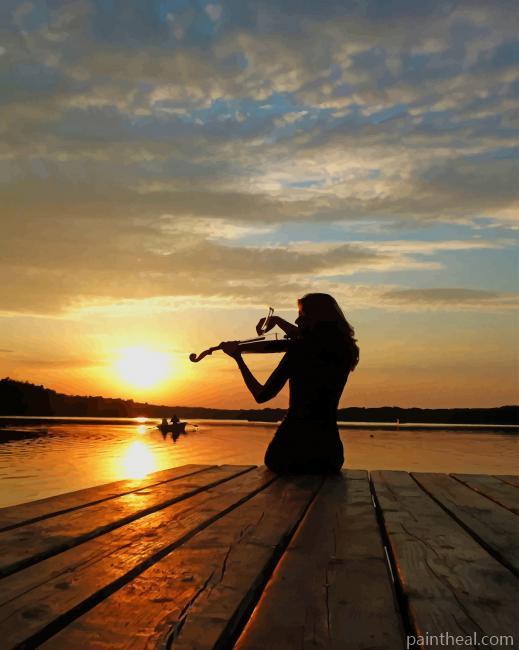 Violinist Girl Silhouette NEW Painting By Numbers Kits