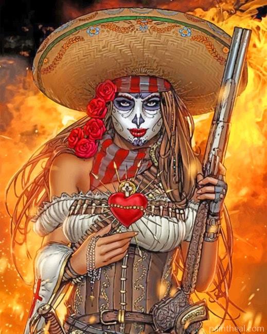 Mexican Sugar Woman Skulls Painting By Numbers Kits