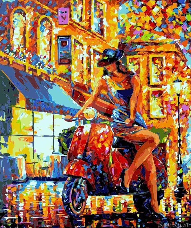Girl on Roadster People Painting By Numbers Kits