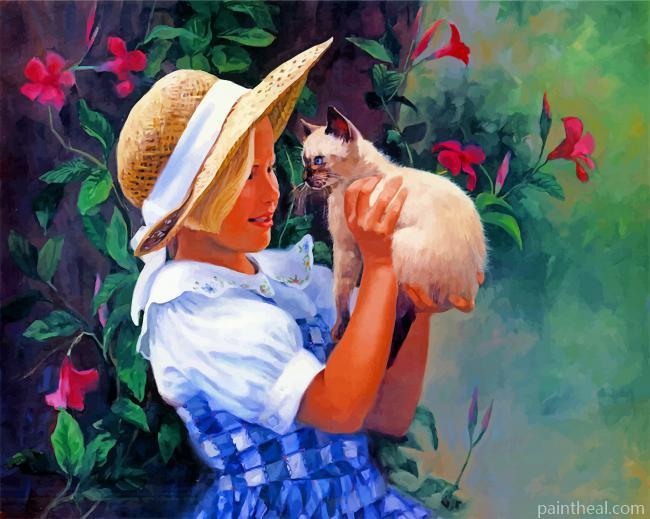Girl And Cat Painting By Numbers Kits