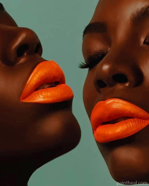 Black Women With Orange Lipstick NEW Painting By Numbers Kits