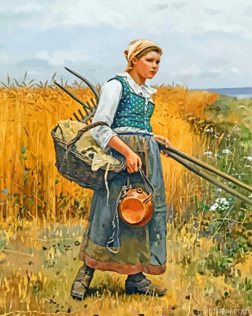 Girl In Harvest Field Painting By Numbers Kits