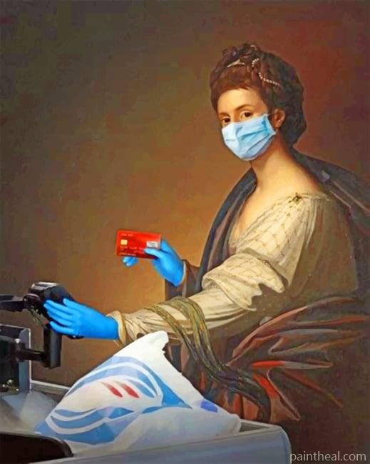 Vintage Woman Wearing A Mask Painting By Numbers Kits