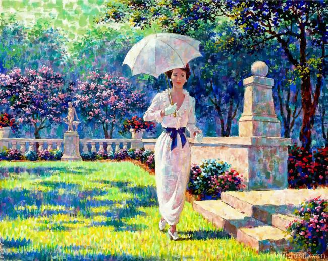 Classy Lady In Garden Painting By Numbers Kits