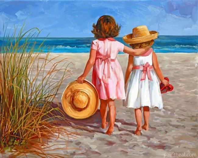 Girls In Beach Painting By Numbers Kits