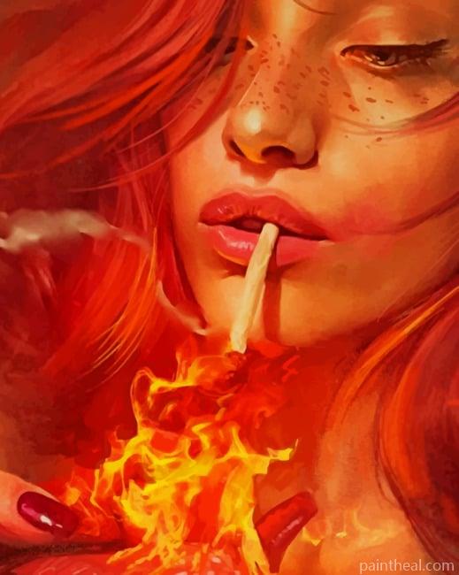 Woman Burning Her Heart NEW Painting By Numbers Kits