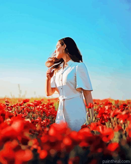 Woman In Field Flower Painting By Numbers Kits