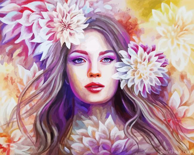 Floral Art Blonde Girl Painting By Numbers Kits