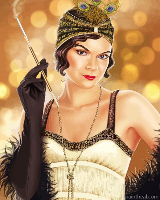 Flapper Lady Smoking Painting By Numbers Kits