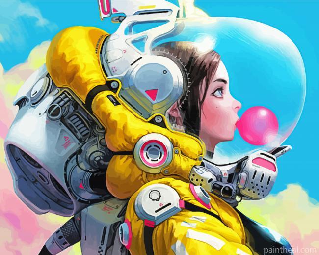 Aesthetic Girl Blowing Bubble Painting By Numbers Kits