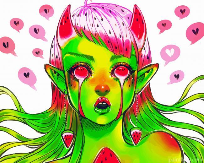 Aesthetic Watermelon Girl Painting By Numbers Kits