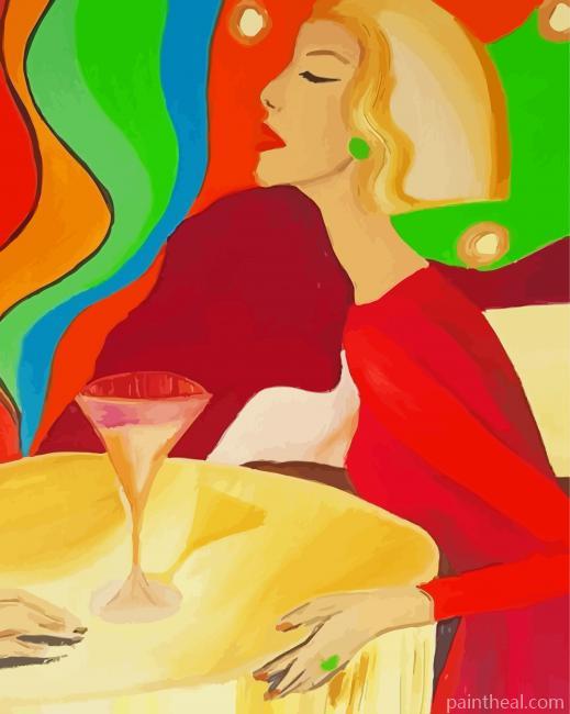 Abstract Woman With Drink Painting By Numbers Kits