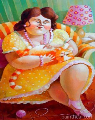 Fat Woman And Cat Painting By Numbers Kits