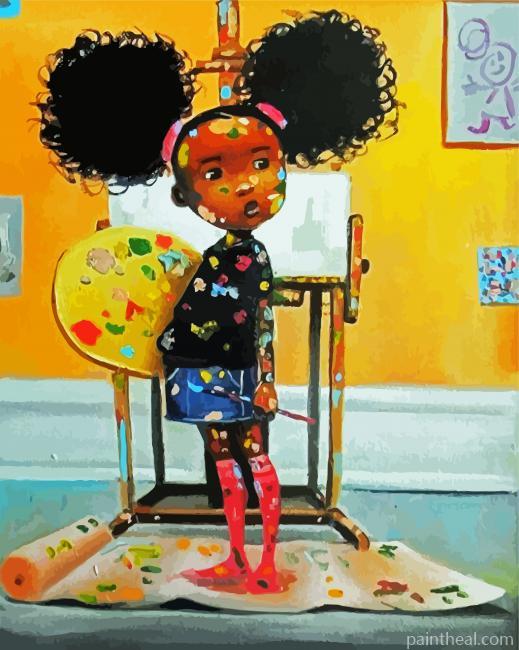 Little Black Girl Painting By Numbers Kits