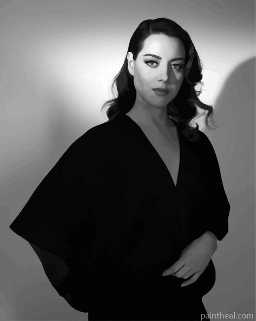 Black And White Aubrey Plaza Painting By Numbers Kits