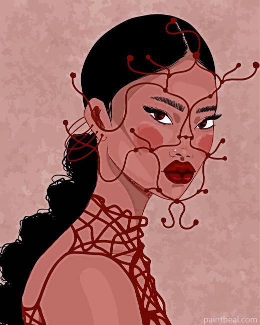 Chinese Red Woman Painting By Numbers Kits