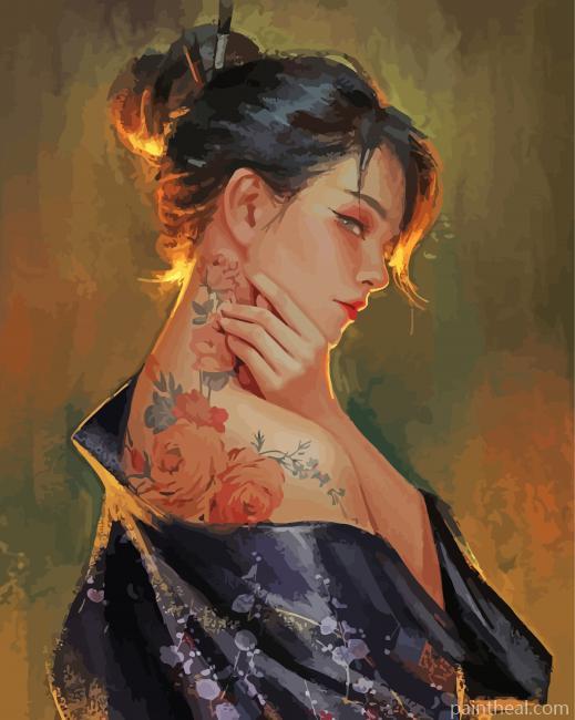 Aesthetic Tattooed Woman Painting By Numbers Kits