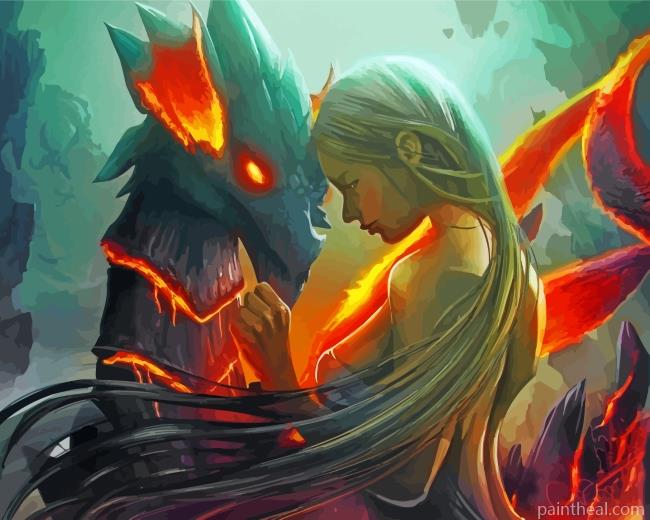 Girl And Dragon Painting By Numbers Kits