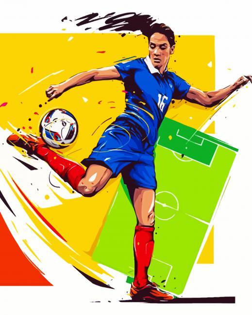 Football Player Girl Painting By Numbers Kits