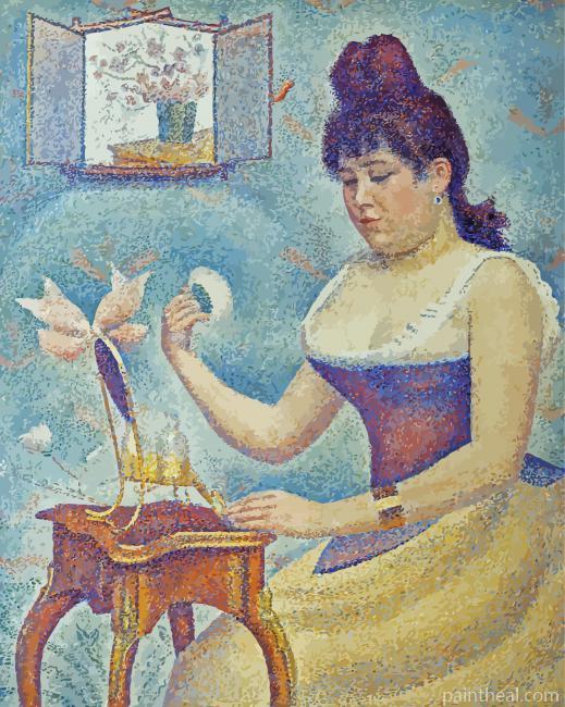 Young Woman Powdering Herself Painting By Numbers Kits
