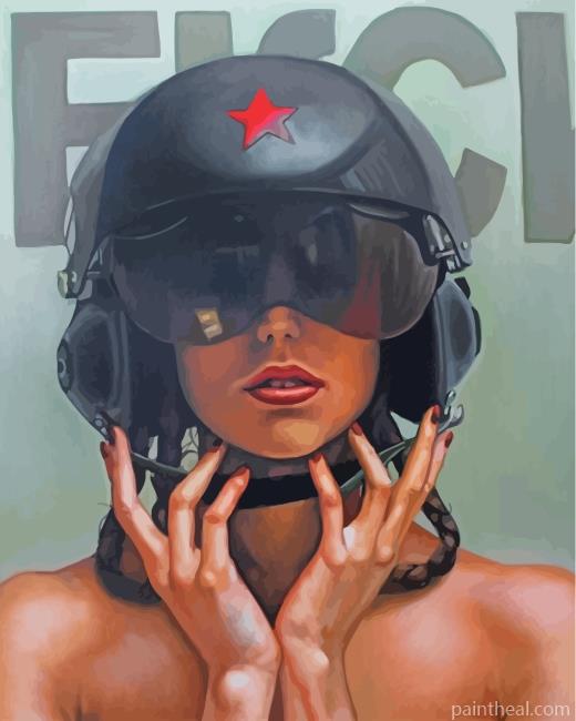 Woman With Helmet Painting By Numbers Kits