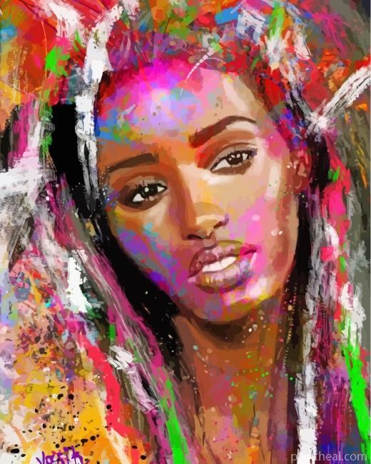 Colorful Black Woman Painting By Numbers Kits